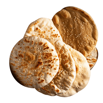 Stack of fresh flat breads isolated on transparent background png