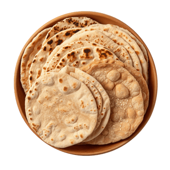 Stack of fresh flat breads isolated on transparent background png