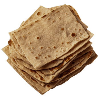 Stack of fresh flat breads isolated on transparent background png