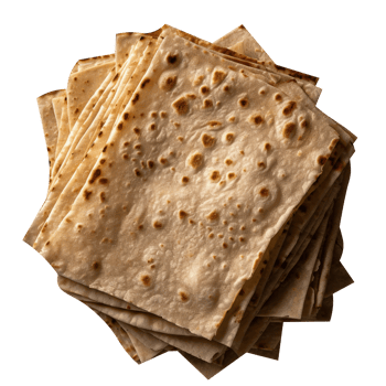 Stack of fresh flat breads isolated on transparent background png