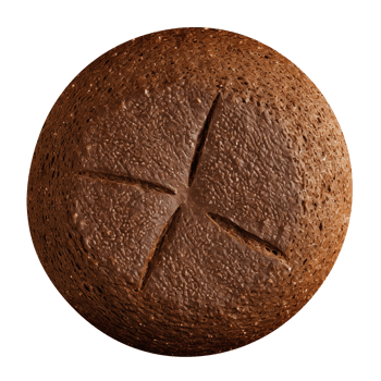 Freshly baked dark brown bread loaf isolated on transparent background png
