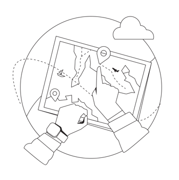 Map Travel Outline 2D Illustration png