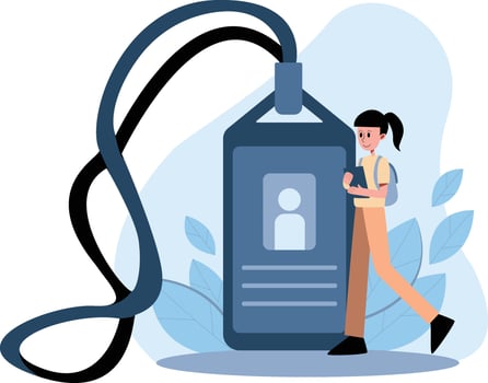 Woman with phone tag. E commerce, online shopping concept. vector