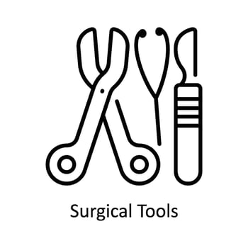Surgical Tools Vector  outline Icon Design illustration. Pharmacy  Symbol on White background EPS 10 File