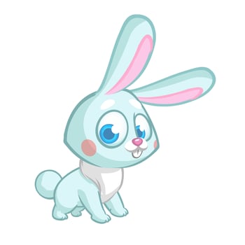 Happy rabbit cartoon isolated on white background. Vector illustration of a cute bunny.