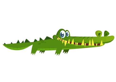 Cute cartoon crocodile. Vector illustration of a green crocodile