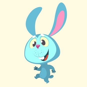 Cute cartoon blue bunny rabbit character vector
