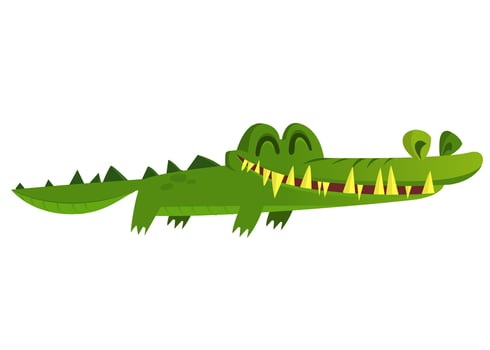 Cute cartoon crocodile. Vector illustration of a green crocodile