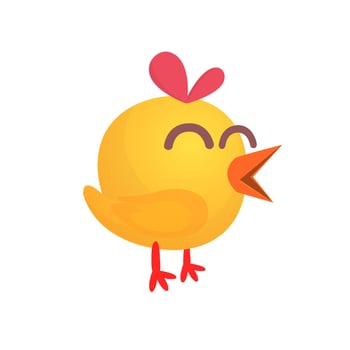 Cartoon cute yellow chick. Vector illustration of a yellow small chicken singing isolated on white