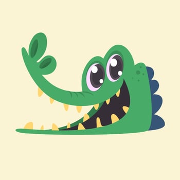 Cute cartoon crocodile. Vector illustration of a green crocodile