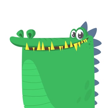 Cute cartoon crocodile. Vector illustration of a green crocodile