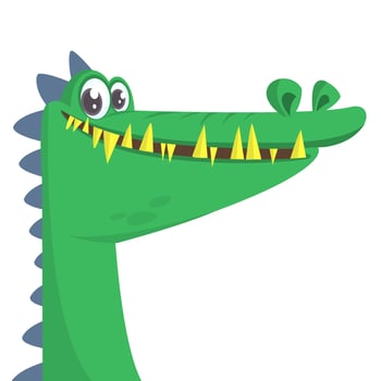 Cute cartoon crocodile. Vector illustration of a green crocodile
