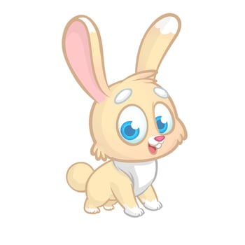 Happy rabbit cartoon isolated on white background. Vector illustration of a cute bunny.