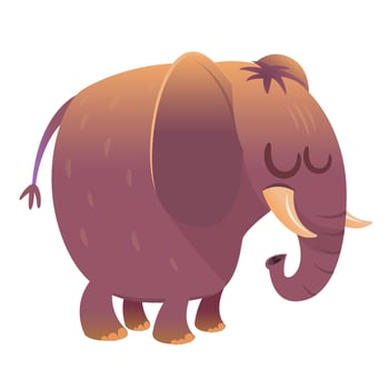 Cute cartoon blue elephant. Vector illustration