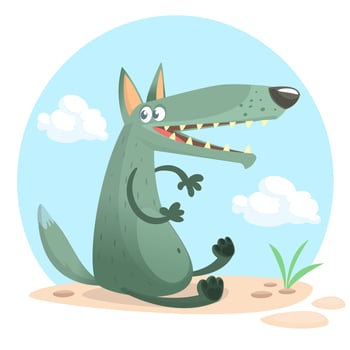 Cartoon wolf character. Vector illustration