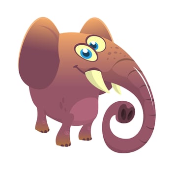 Cute cartoon blue elephant. Vector illustration