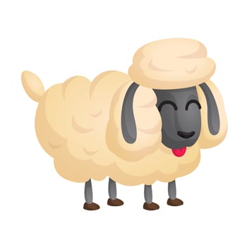 Cute cartoon sheep. Farm animal vector illustration isolated on simple background