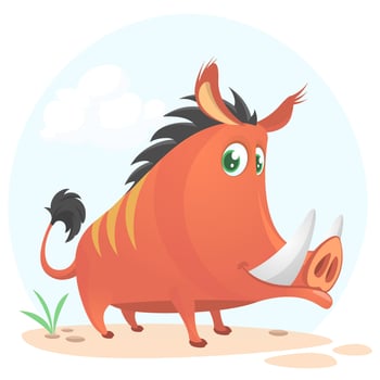 Wild boar or wild pig cartoon vector