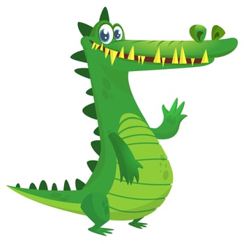 Cute cartoon crocodile. Vector illustration of a green crocodile