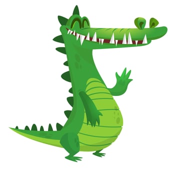 Cute cartoon crocodile. Vector illustration of a green crocodile