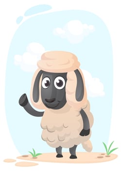 Funny cartoon sheep. Vector illustration of pretty sheep