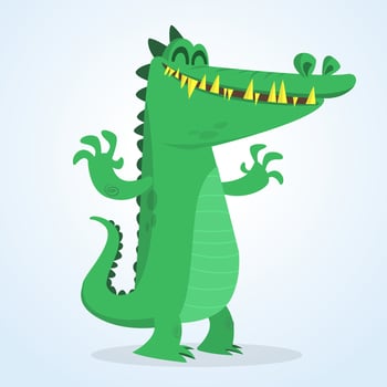 Cute cartoon crocodile. Vector illustration of a green crocodile
