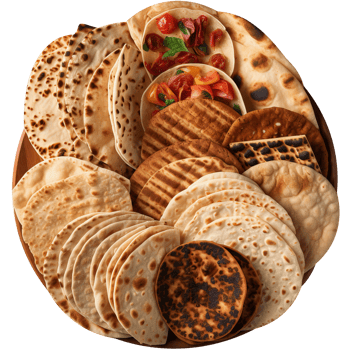 Freshly made flat breads isolated on transparent background png