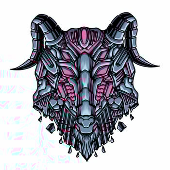 an illustration of a goat head robot vector