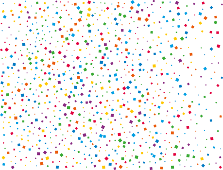 Carnival Confetti. Masquerade Border with Falling Rainbow Square Confetti png