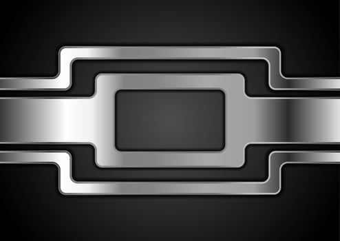 Silver metallic abstract technology vector art background
