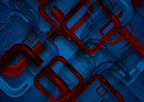 Dark blue and red squares abstract geometric background vector