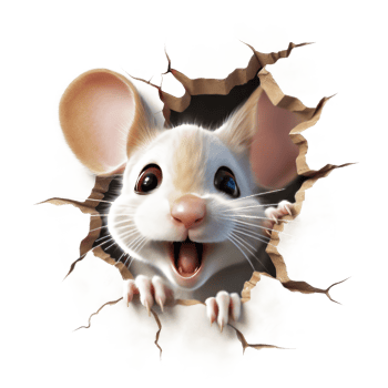 Beautiful Mouse Peeking Out From Broken Wall - Generative Wall png