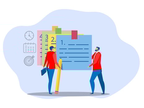 businessman planing with pencil-categorized sticky notes work for project management and sorting important or urgency tasks review project progress on kanban board.vector vector