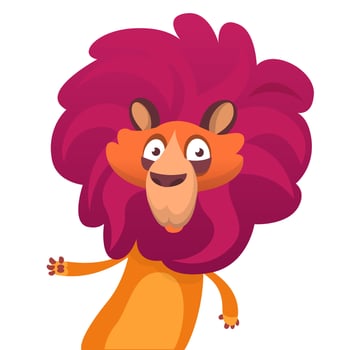 Happy funny cartoon lion. Vector character illustration for children book.