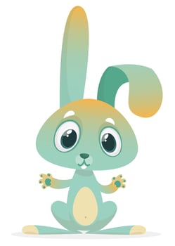 Cute Easter rabbit cartoon. Vector illustration of funny bunny