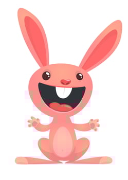 Cute Easter rabbit cartoon. Vector illustration of funny bunny