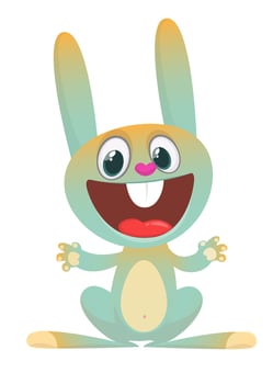 Cute Easter rabbit cartoon. Vector illustration of funny bunny