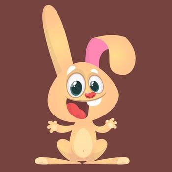 Cute Easter rabbit cartoon. Vector illustration of funny bunny
