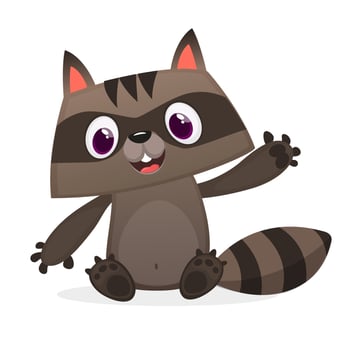 Happy excited cartoon raccoon vector illustration