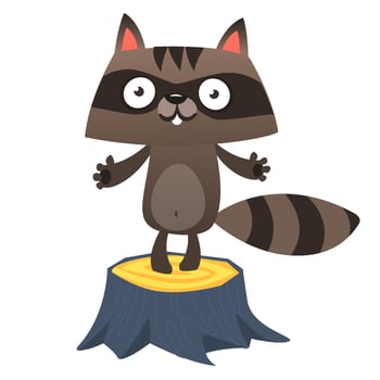 Happy excited cartoon raccoon vector illustration