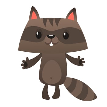 Happy excited cartoon raccoon vector illustration