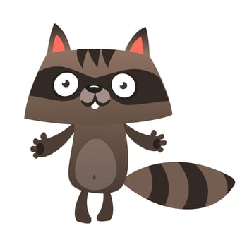 Happy excited cartoon raccoon vector illustration