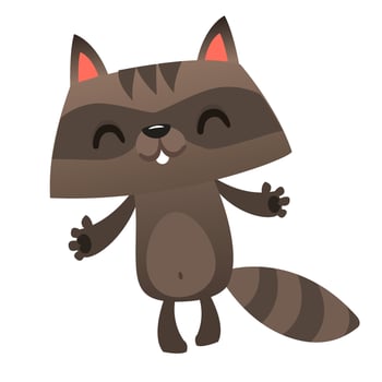 Happy excited cartoon raccoon vector illustration