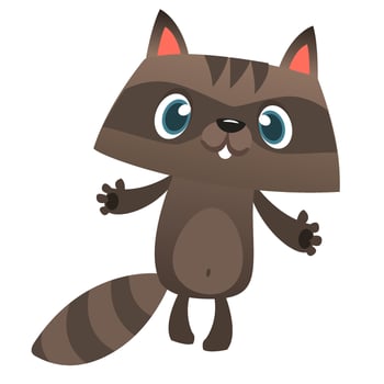 Happy excited cartoon raccoon vector illustration