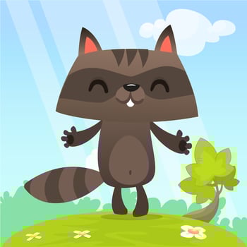 Happy excited cartoon raccoon vector illustration