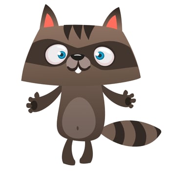 Happy excited cartoon raccoon vector illustration