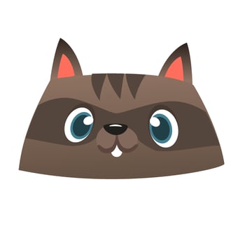 Funny cartoon laughing raccoon head icon vector