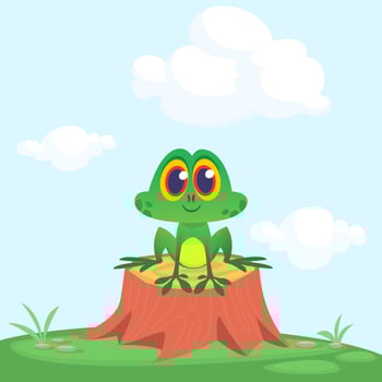 Funny Frog Cartoon. Vector illustration