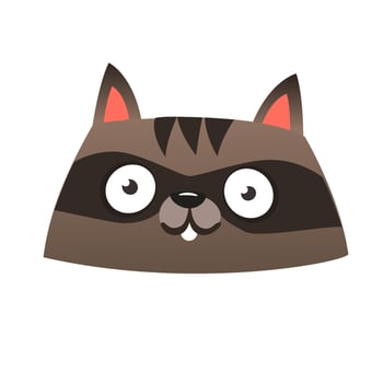 Funny cartoon laughing raccoon head icon vector