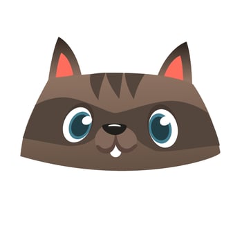 Funny cartoon laughing raccoon head icon vector